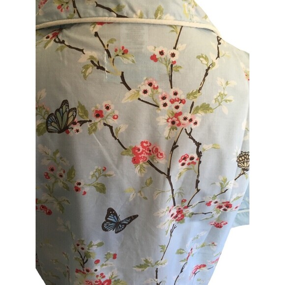 Ella Simone PJ Set Women's Size Medium Blue Red Floral Short Sleeve Top & Pants - Picture 6 of 11